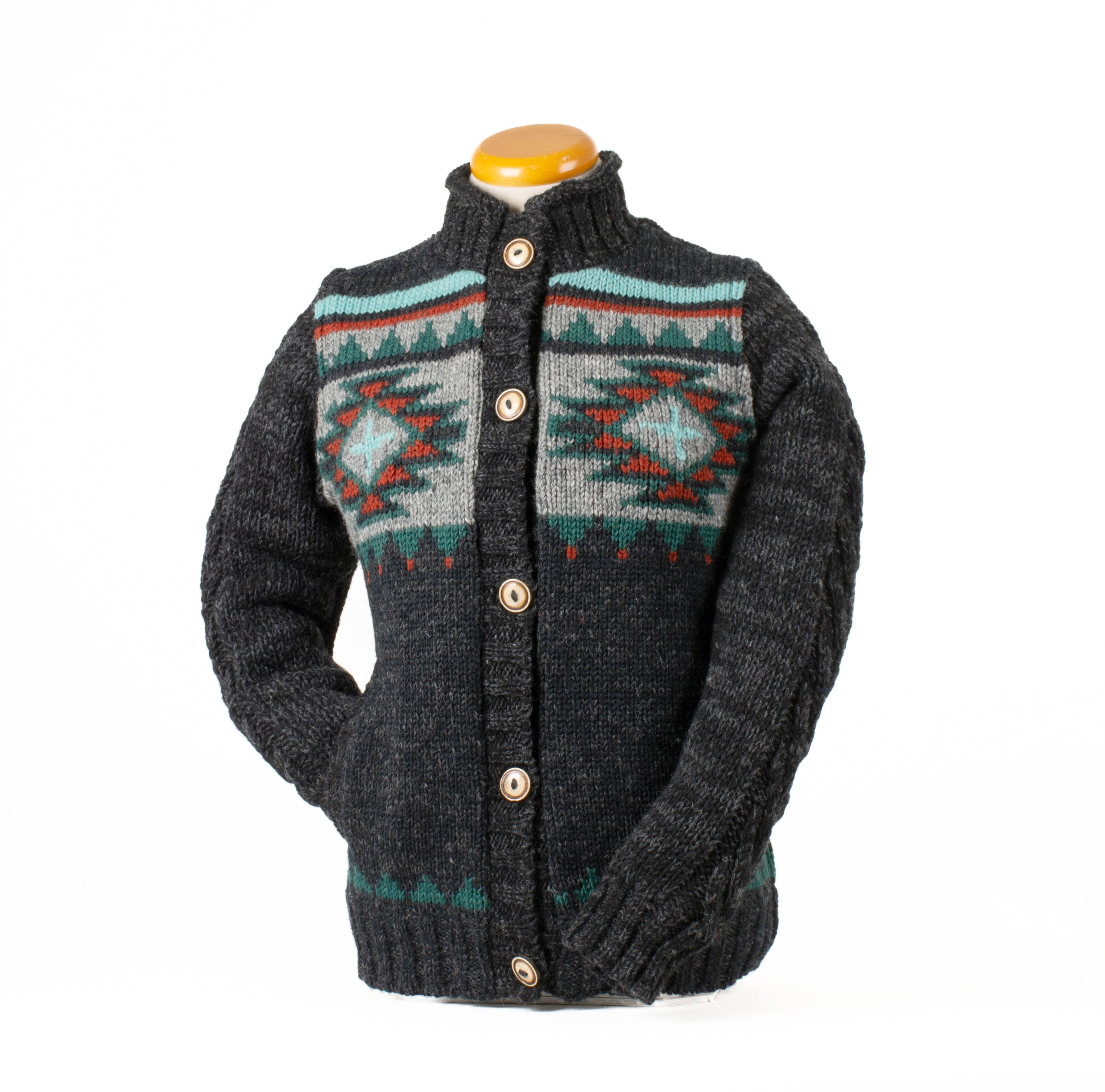 Brush Creek Wool Cardigan – Western Charm with Cable Knit Motifs