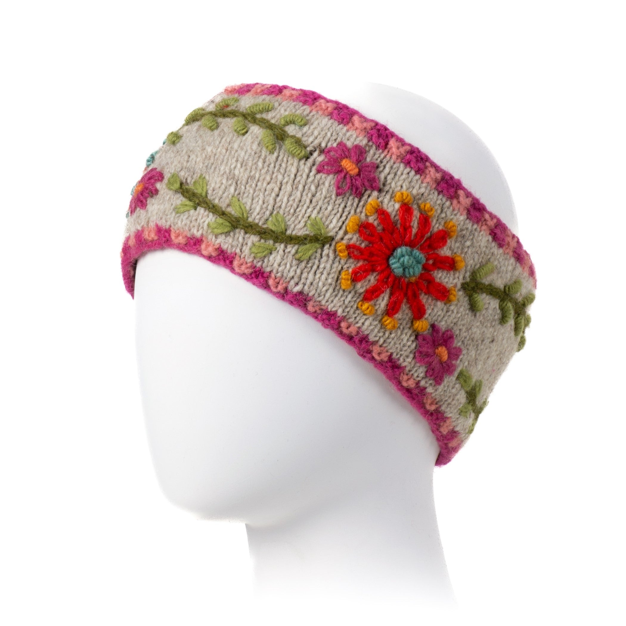 Abigail Headband with Floral Embroidery – Fleece-Lined for  display picture 2