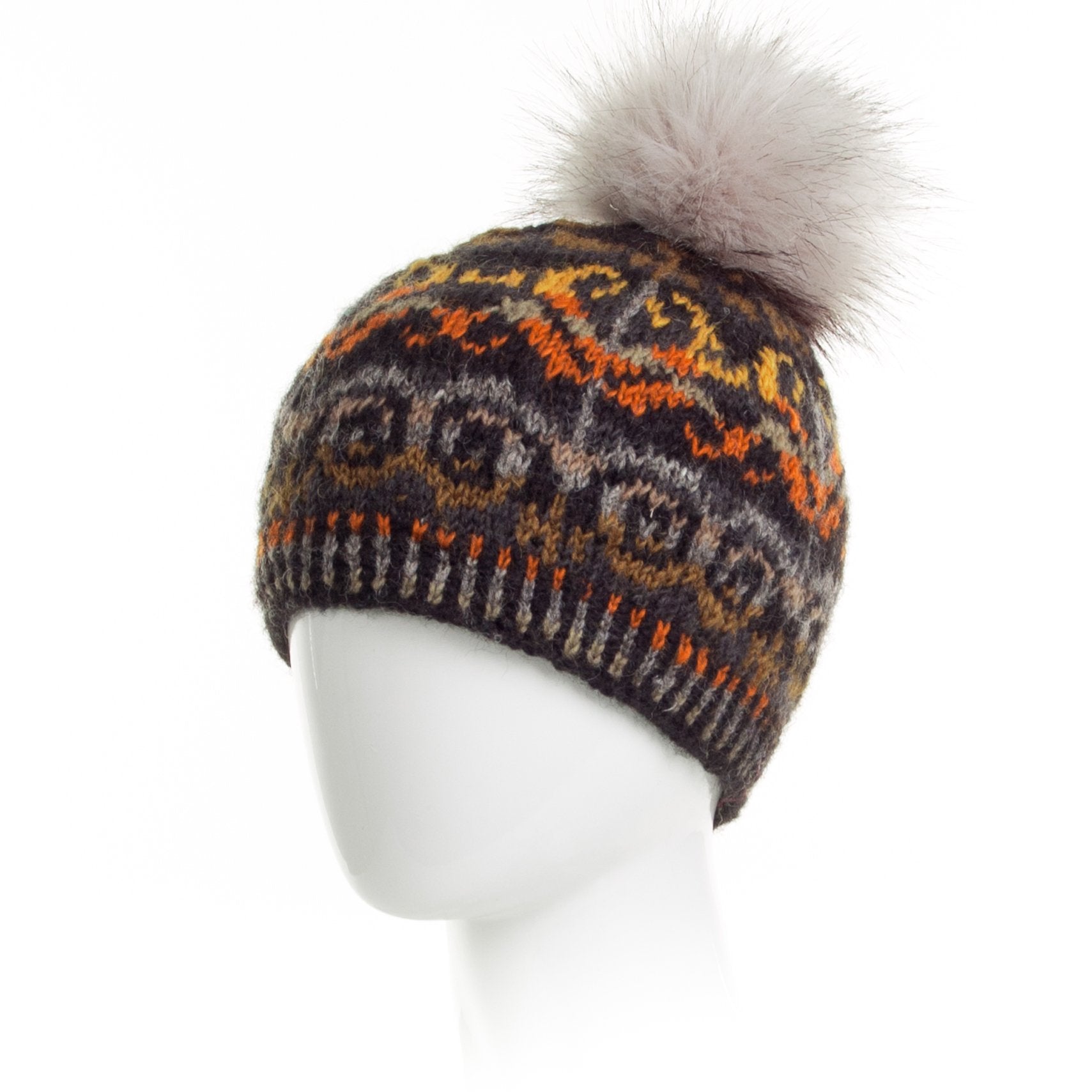 Natalia Beanie – Kaleidoscopic Wool Knit with Faux Fur  display picture 1