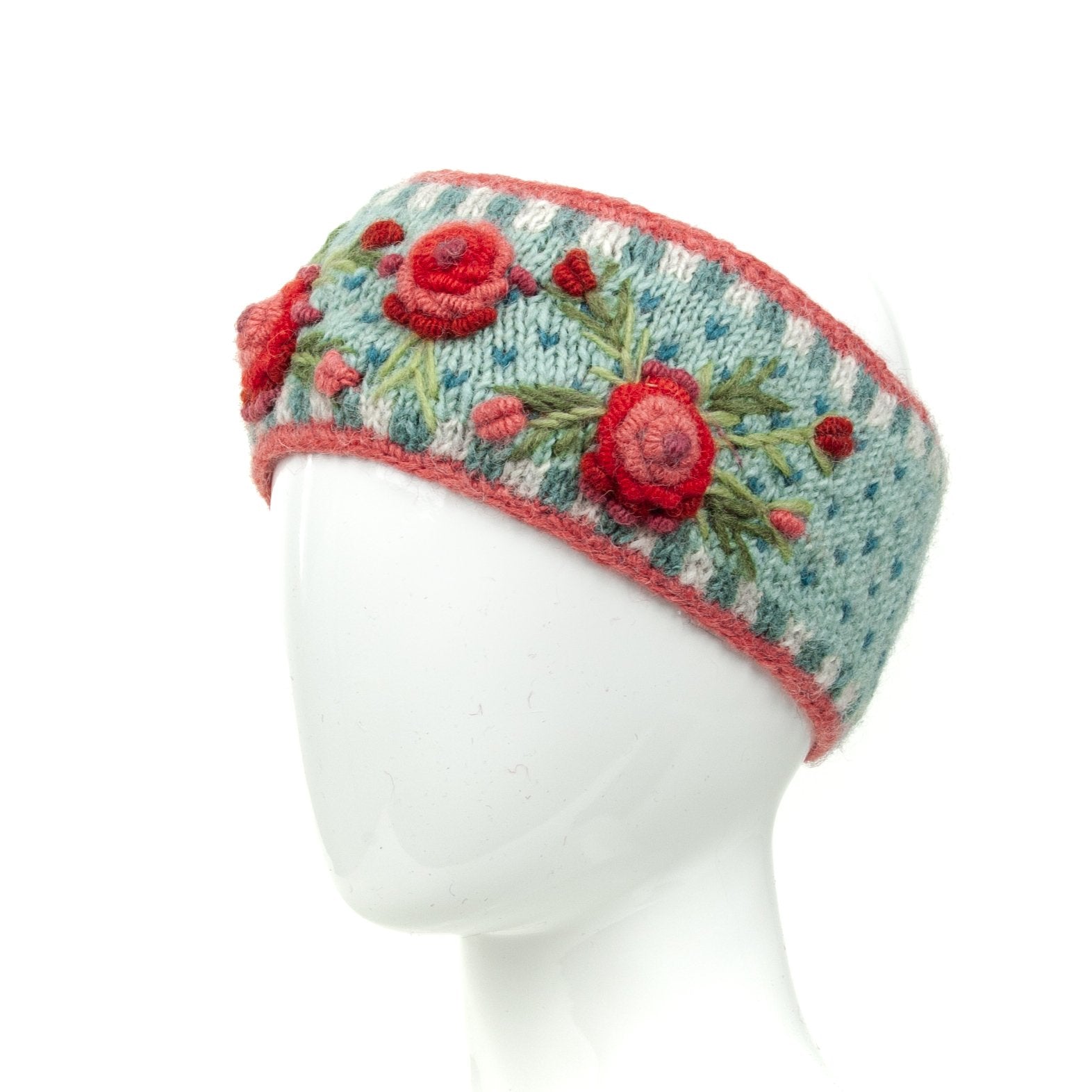 Aubrey Headband - 100% wool Floral Embroidery & Fleece-Lined