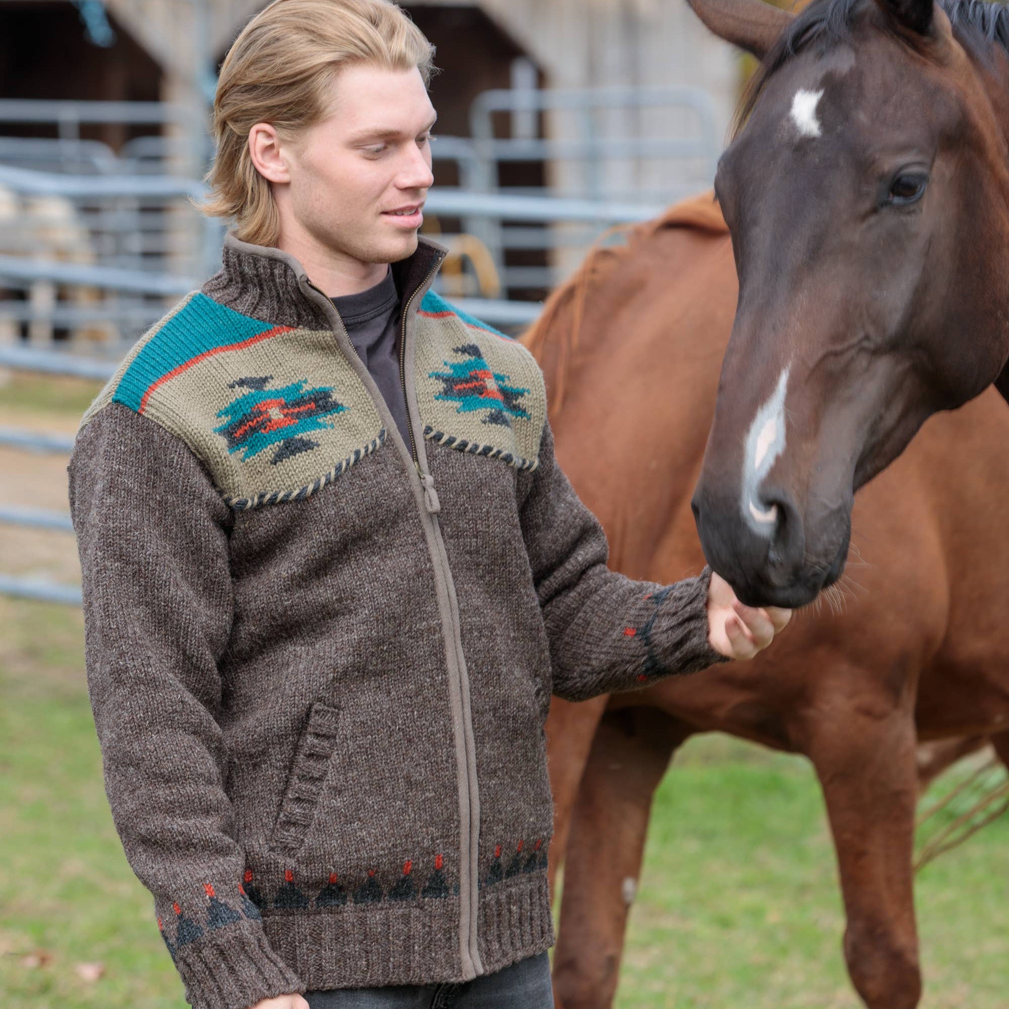 Colt Men's Wool Sweater Jacket | Western Jacquard – Lost Horizons USA
