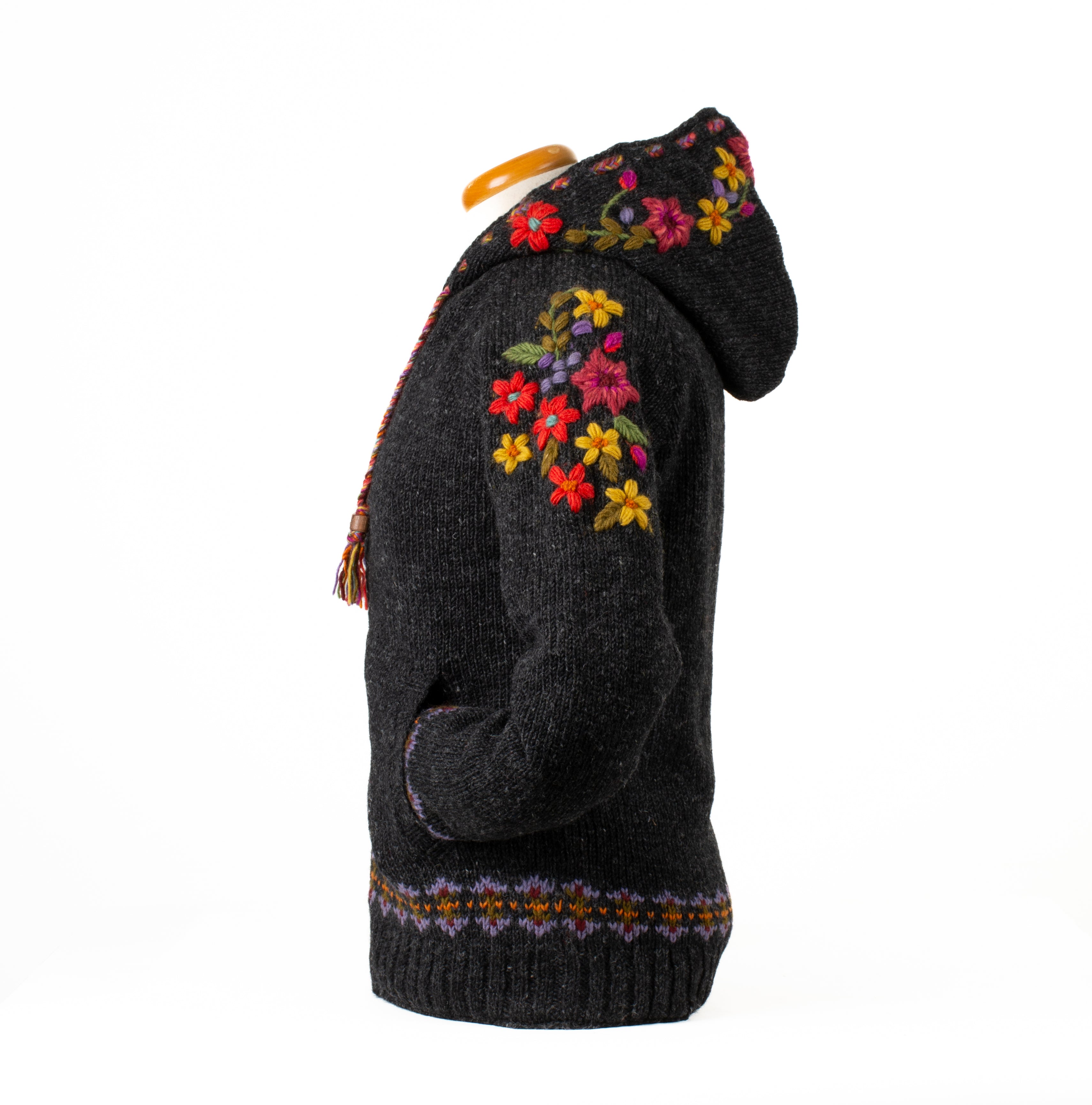 Wildflower Sweater/Coat - Floral Embroidery,Fair Isle Pattern 100