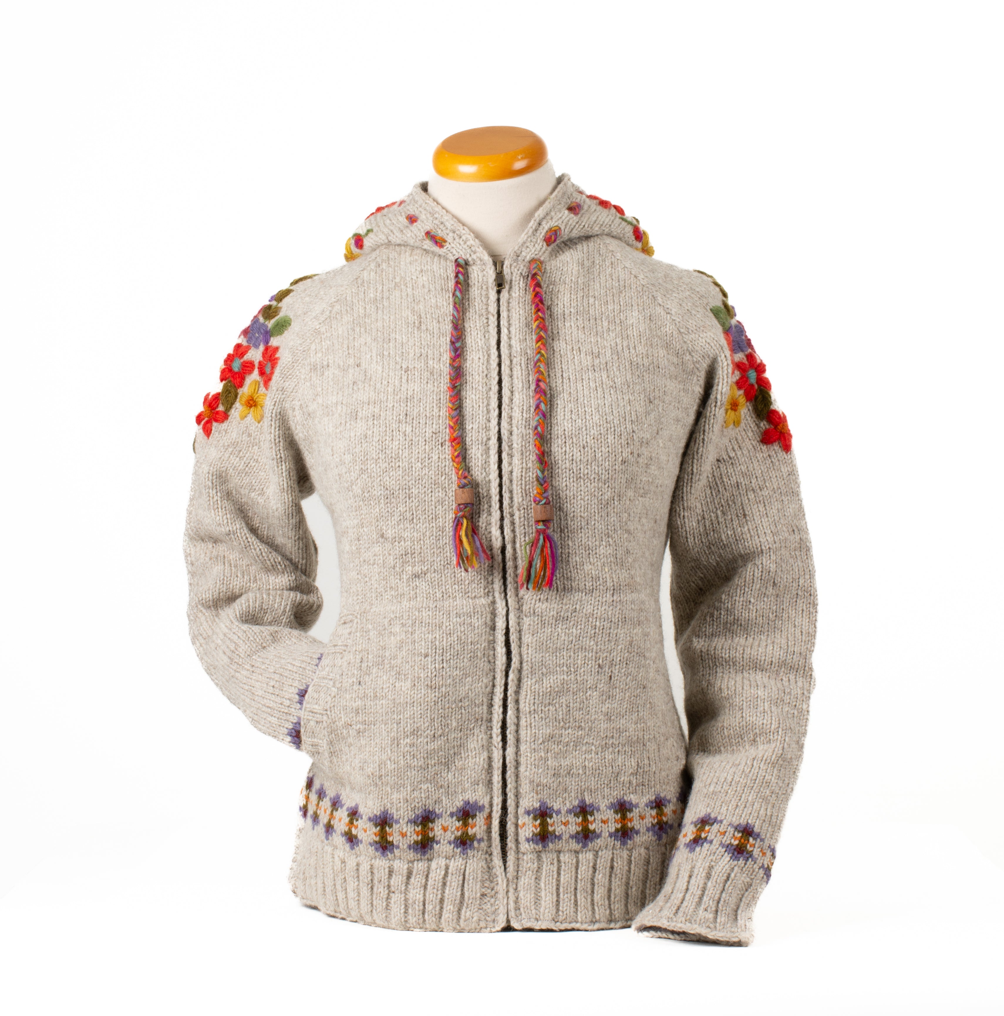 Wildflower Sweater/Coat - Floral Embroidery,Fair Isle Pattern 100