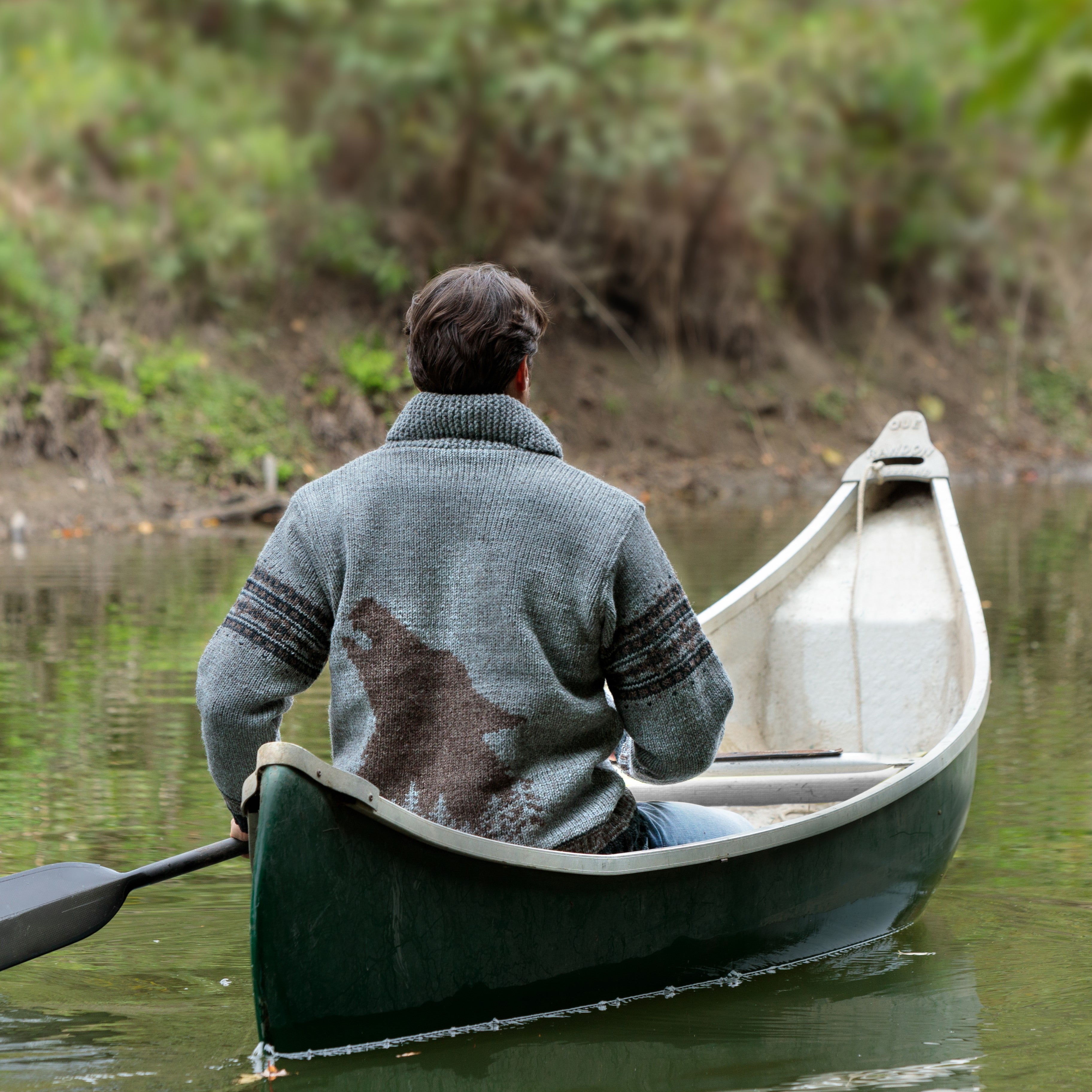 L相当 スコットランド製 ピュアカシミヤ100% ゴルフ柄 インターシャニット Call of the Wild Sweater/Coat - wolf motif 100% wool – Lost