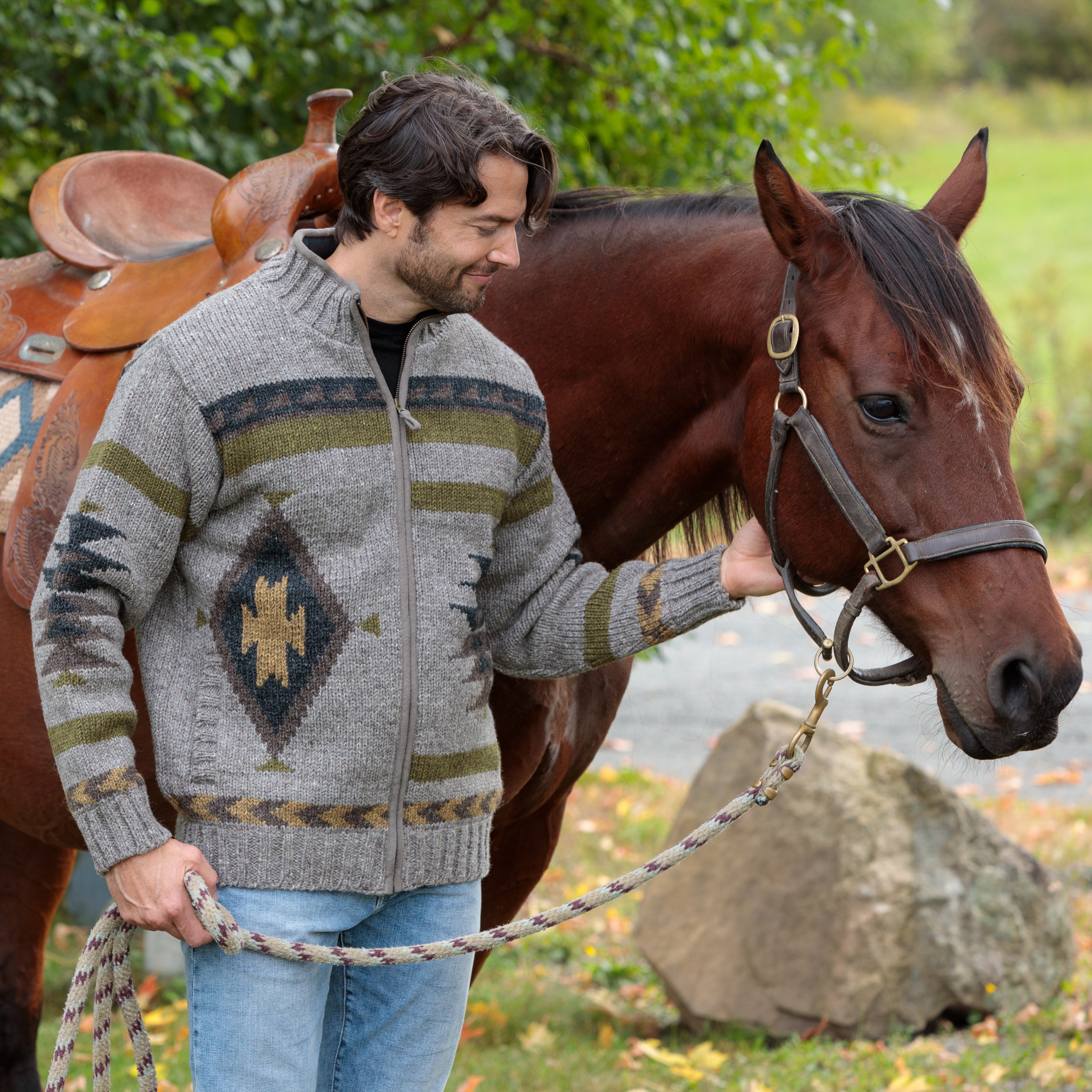 Durango Sweater/Coat - 100% Wool with Southwestern design – Lost