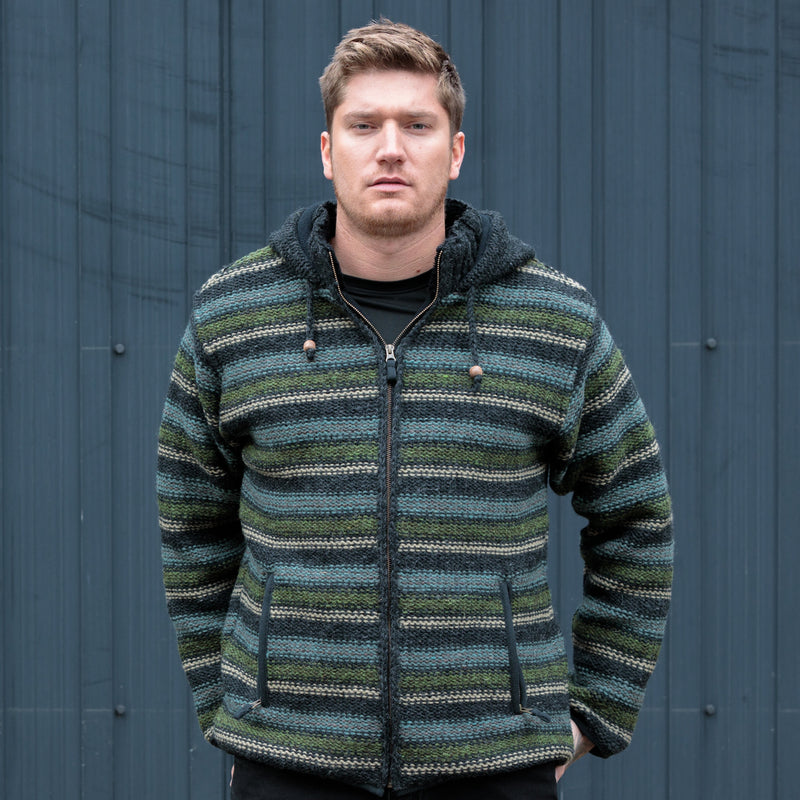 Evan Sweater - striped wool knit hoodie – Lost Horizons USA