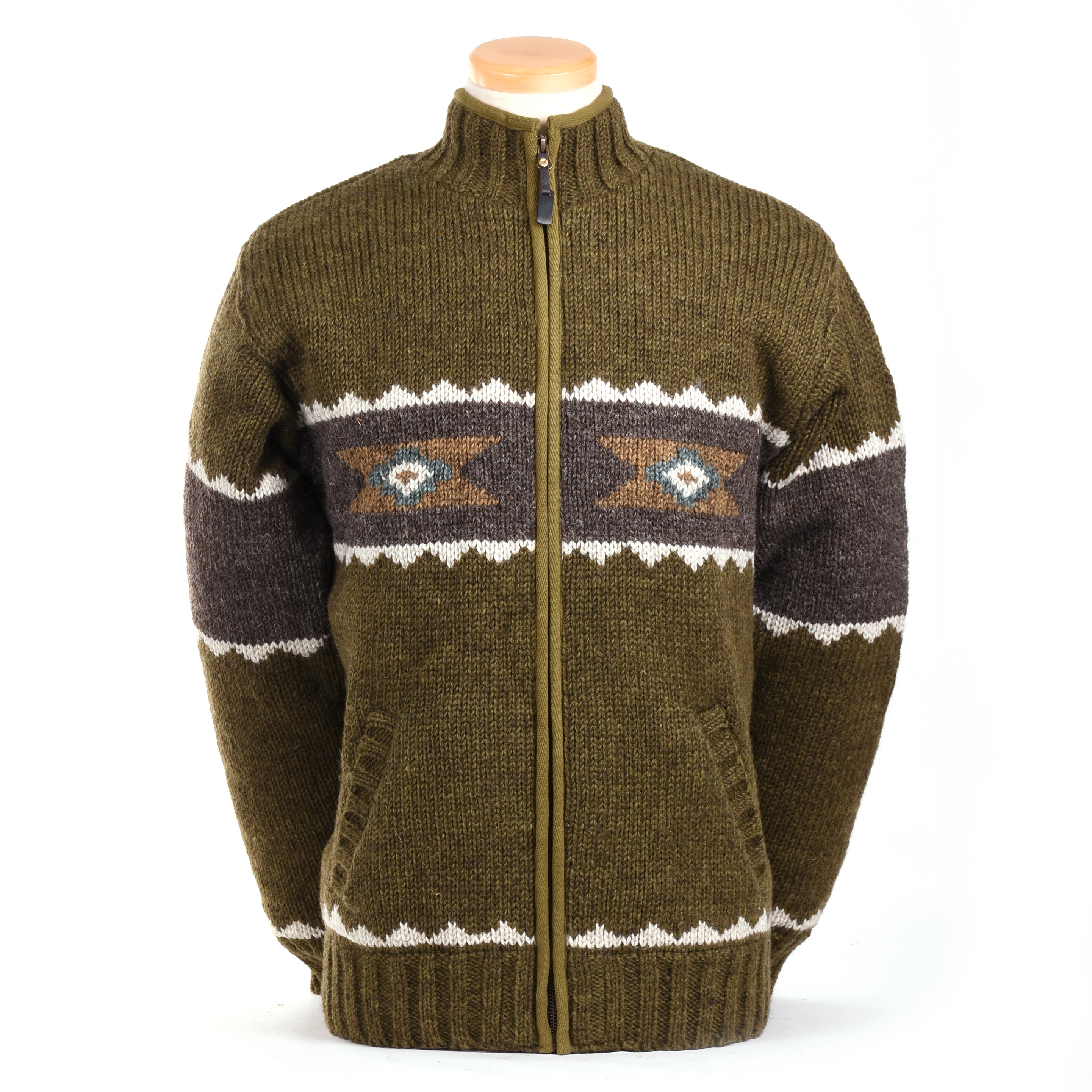 Navajo Sweater - knit jacket with diamond pattern – Lost Horizons USA