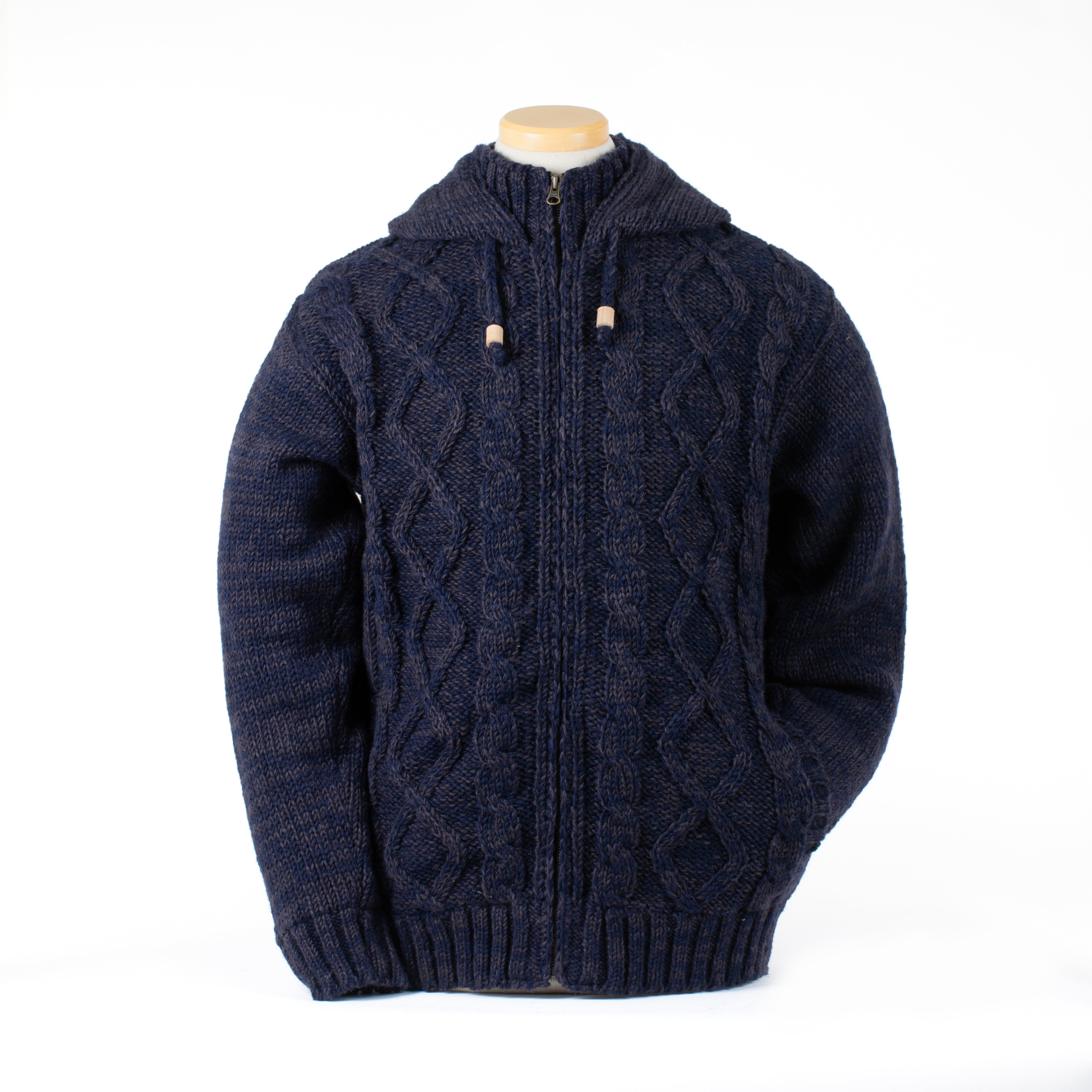Ronan Cable Knit Wool Sweater – Zip Cardigan with Fleece Lining