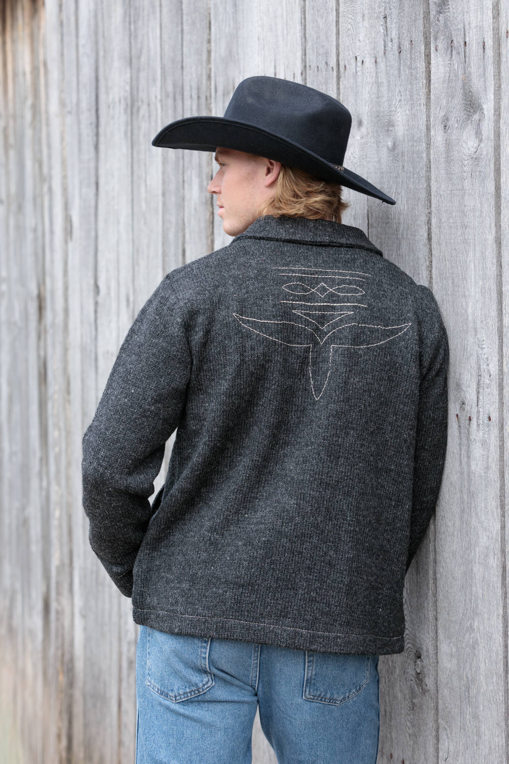 Rider Wool Zip Jacket with Boot Stitch Detail