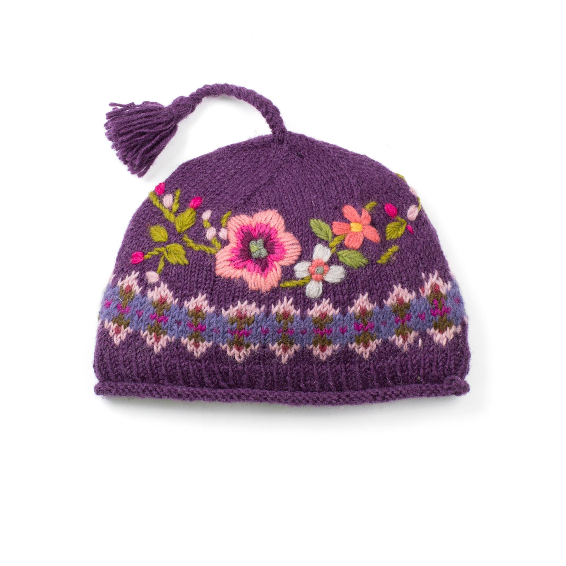 Wildflower Embroidered Wool Beanie Hat