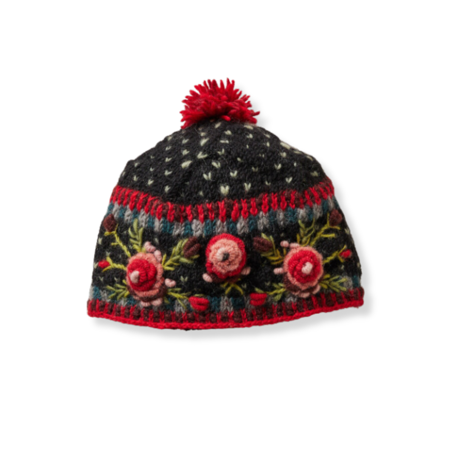 Aubrey Beanie - Wool Floral Knit Winter Hat with Two-Tone Aubrey Beanie - Wool Floral Knit Winter Hat with Two-Tone