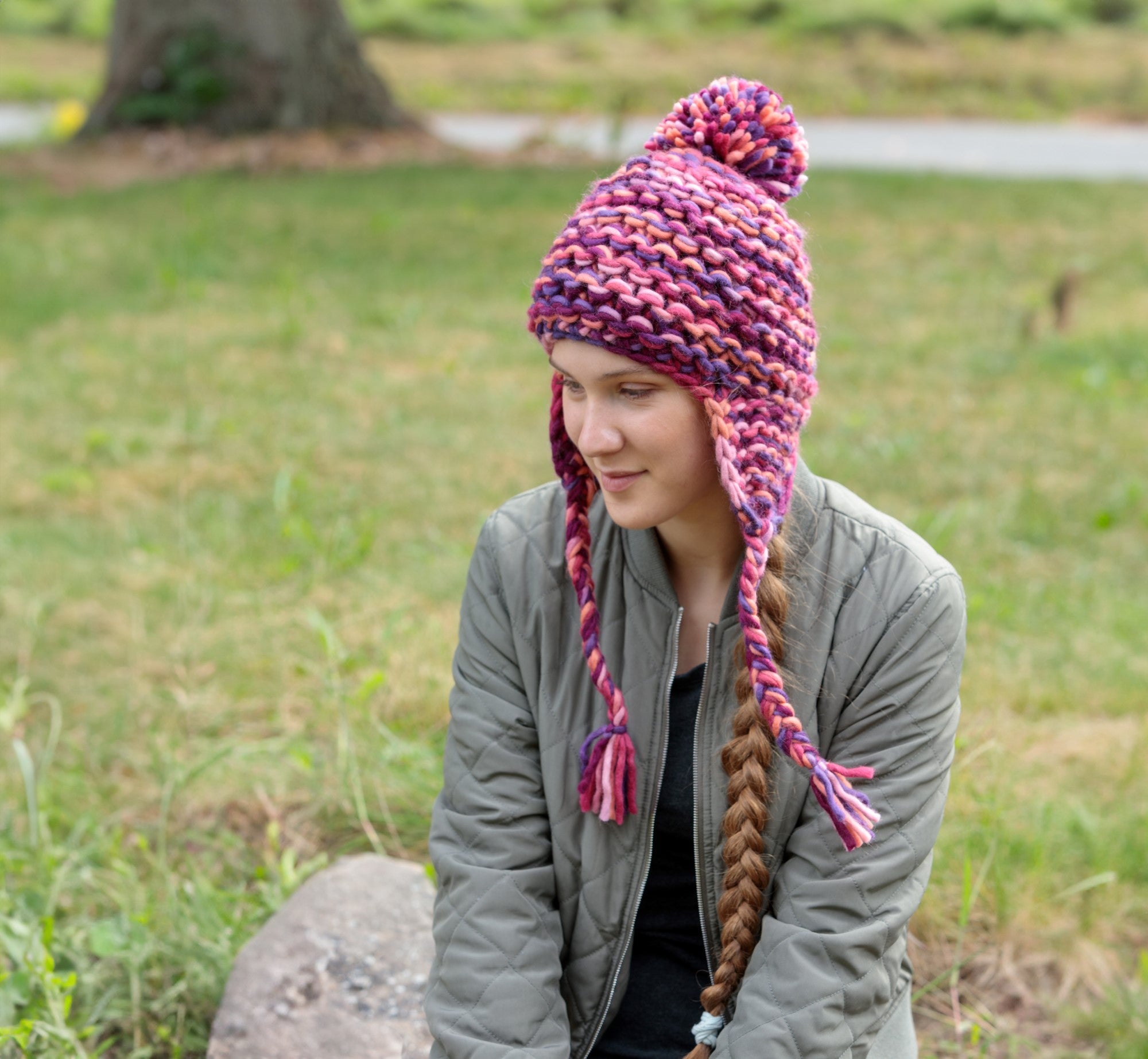 Aurora Earflap Hat – Chunky Space-Dyed Wool Knit – Lost Horizons USA