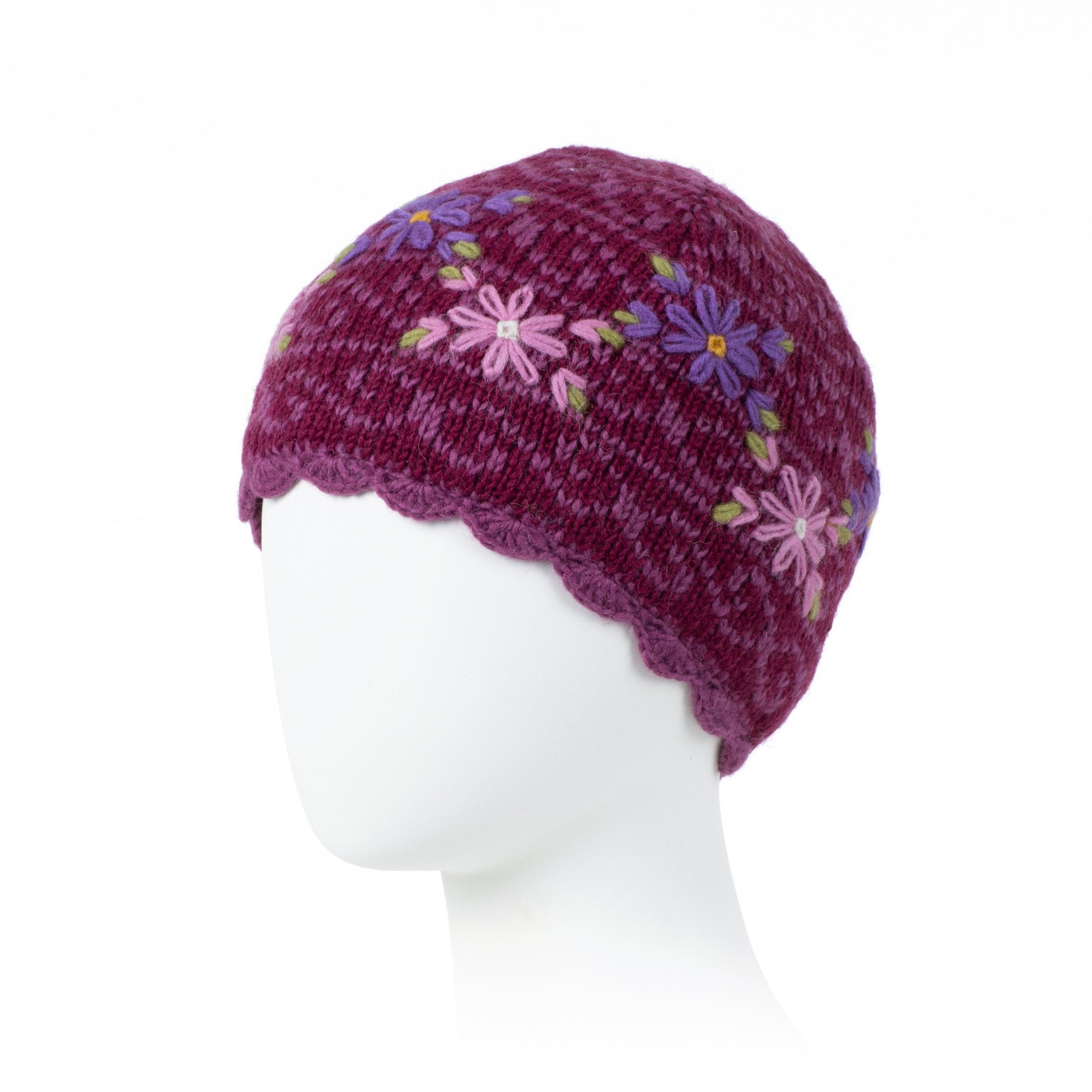 Ballad Floral Knit Beanie - Cozy Hat with Flower Embroidery – Lost