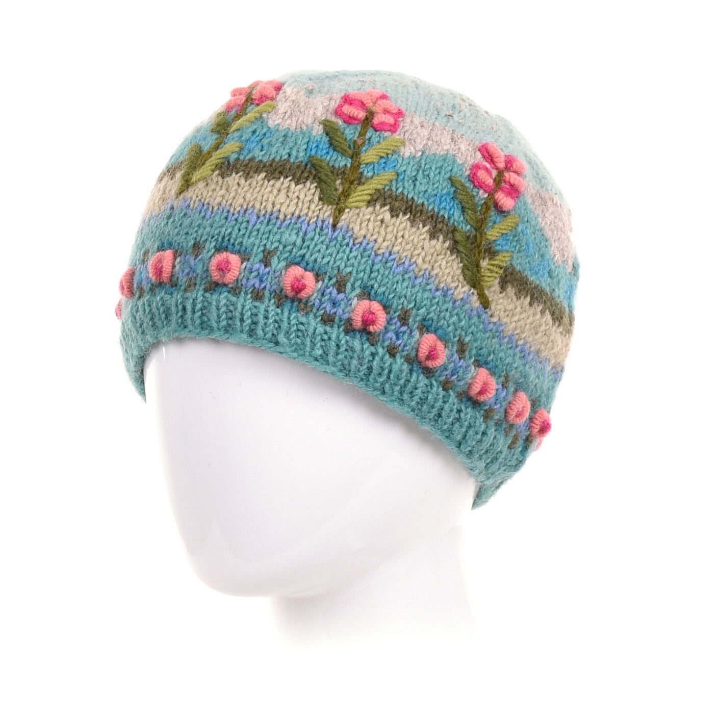 Chloe Beanie - Floral Knit Winter Hat with Mountain-Inspired