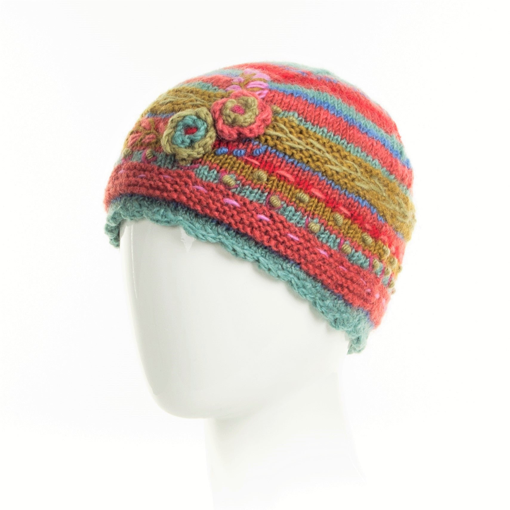 Lassen Beanie – Handcrafted Wool Hat with Crochet Flowers – Lost