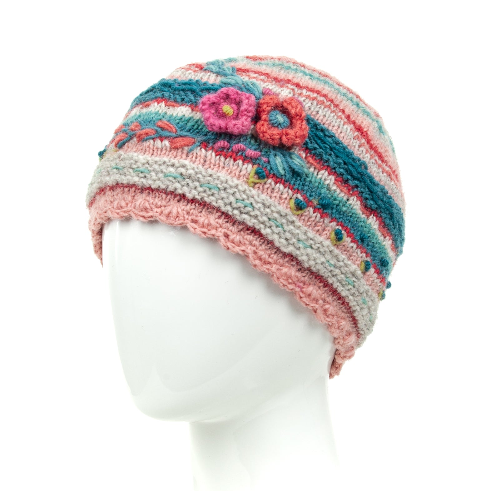 Lassen Beanie – Handcrafted Wool Hat with Crochet Flowers – Lost