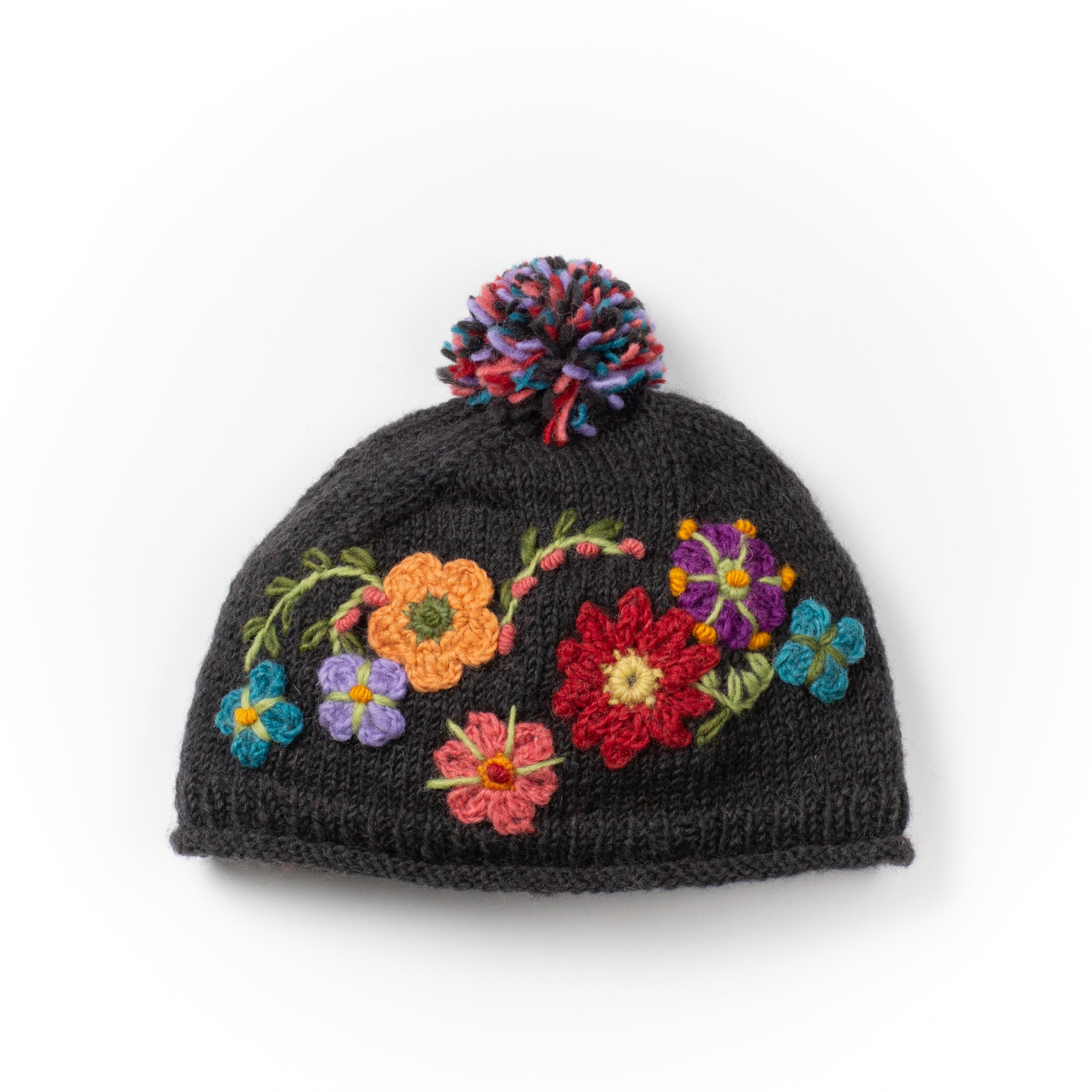 美品 RITSUKOKARITA rich Flower lame beanie Petite Fleur Wool Beanie Hat with Hand-Crocheted Flowers – Fleece