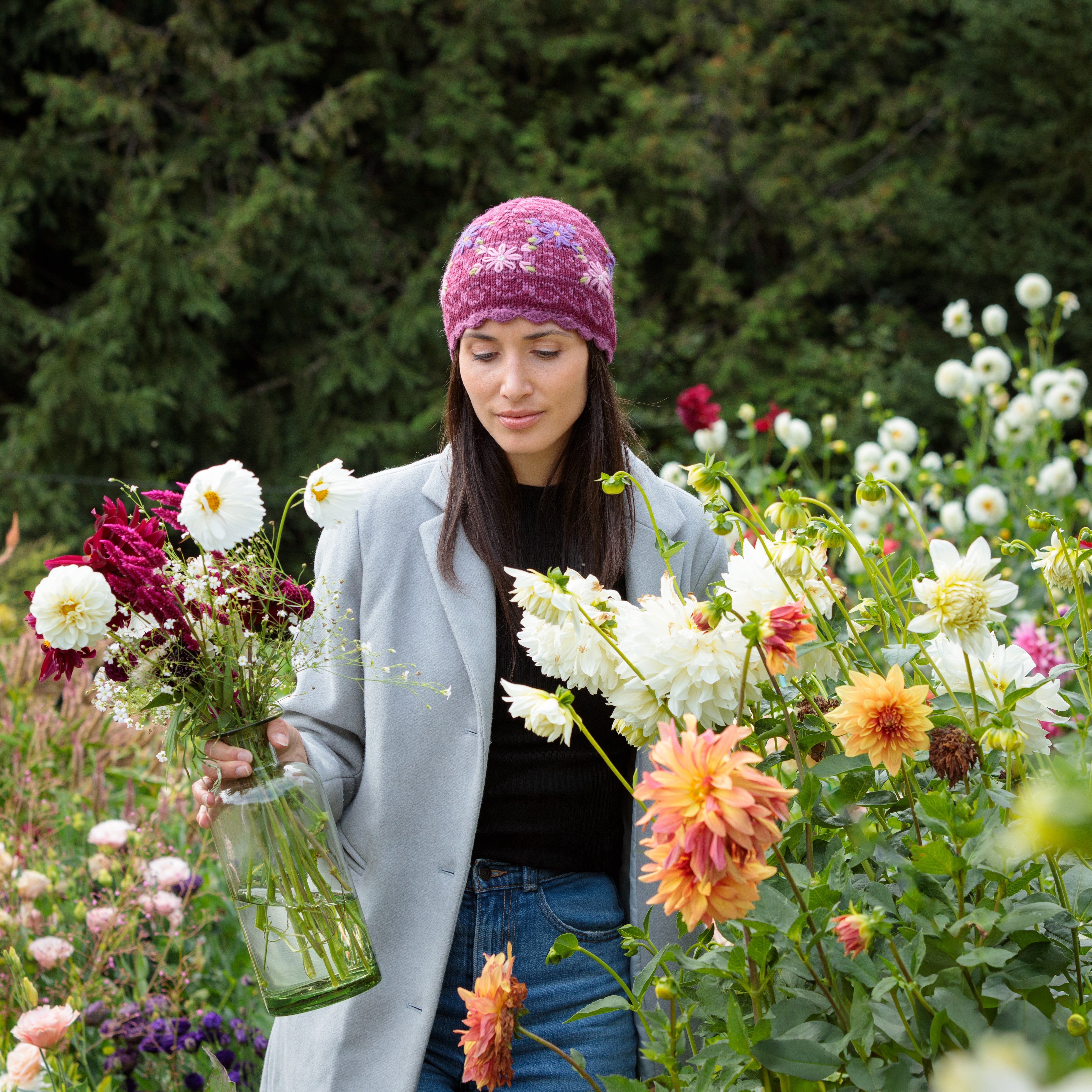 美品 RITSUKOKARITA rich Flower lame beanie Mexican Otomi Embroidered Beanie | Globally Inspired Embroidered