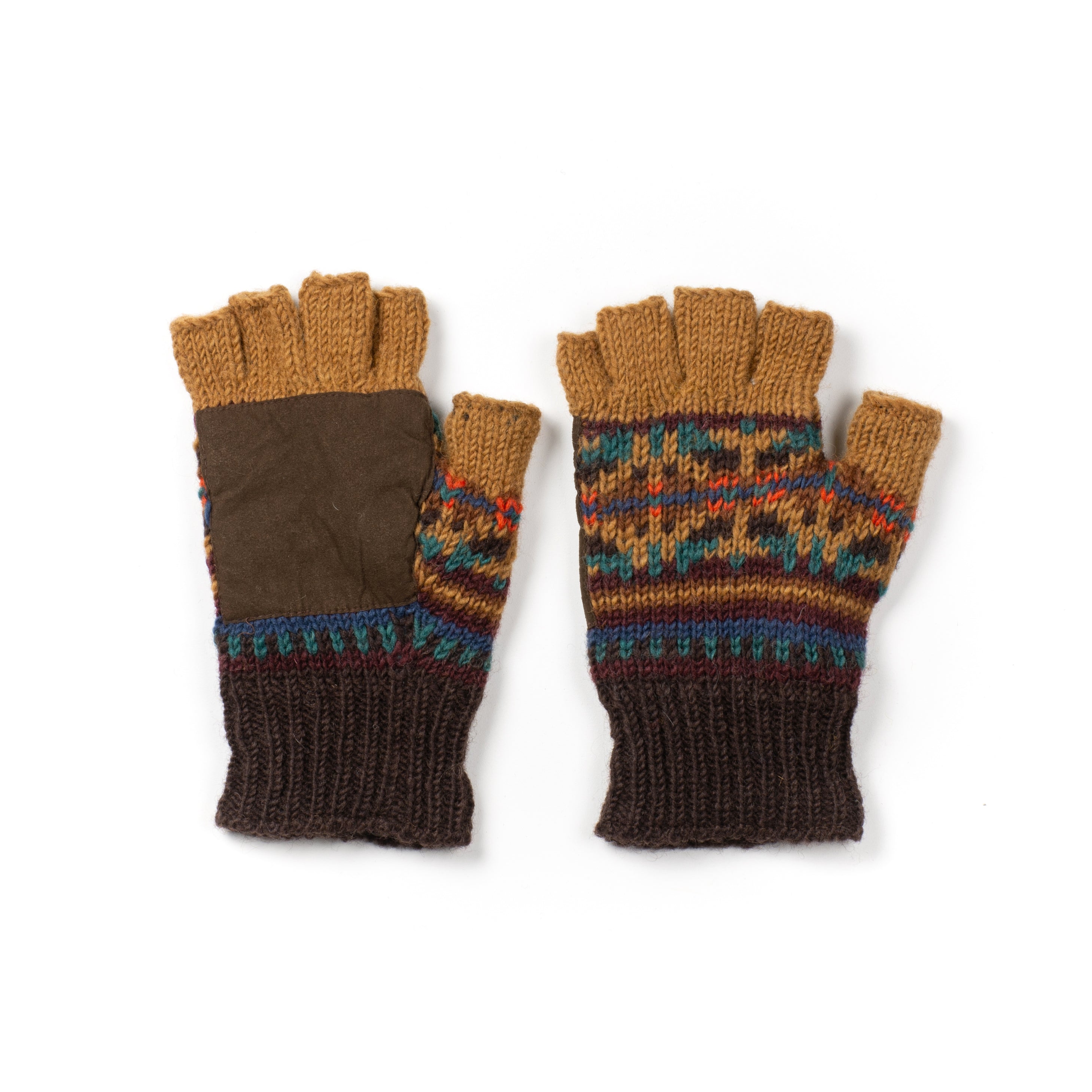 Axel fingerless gloves featuring Fair Isle motifs 100% wool, 1Sz / Espresso