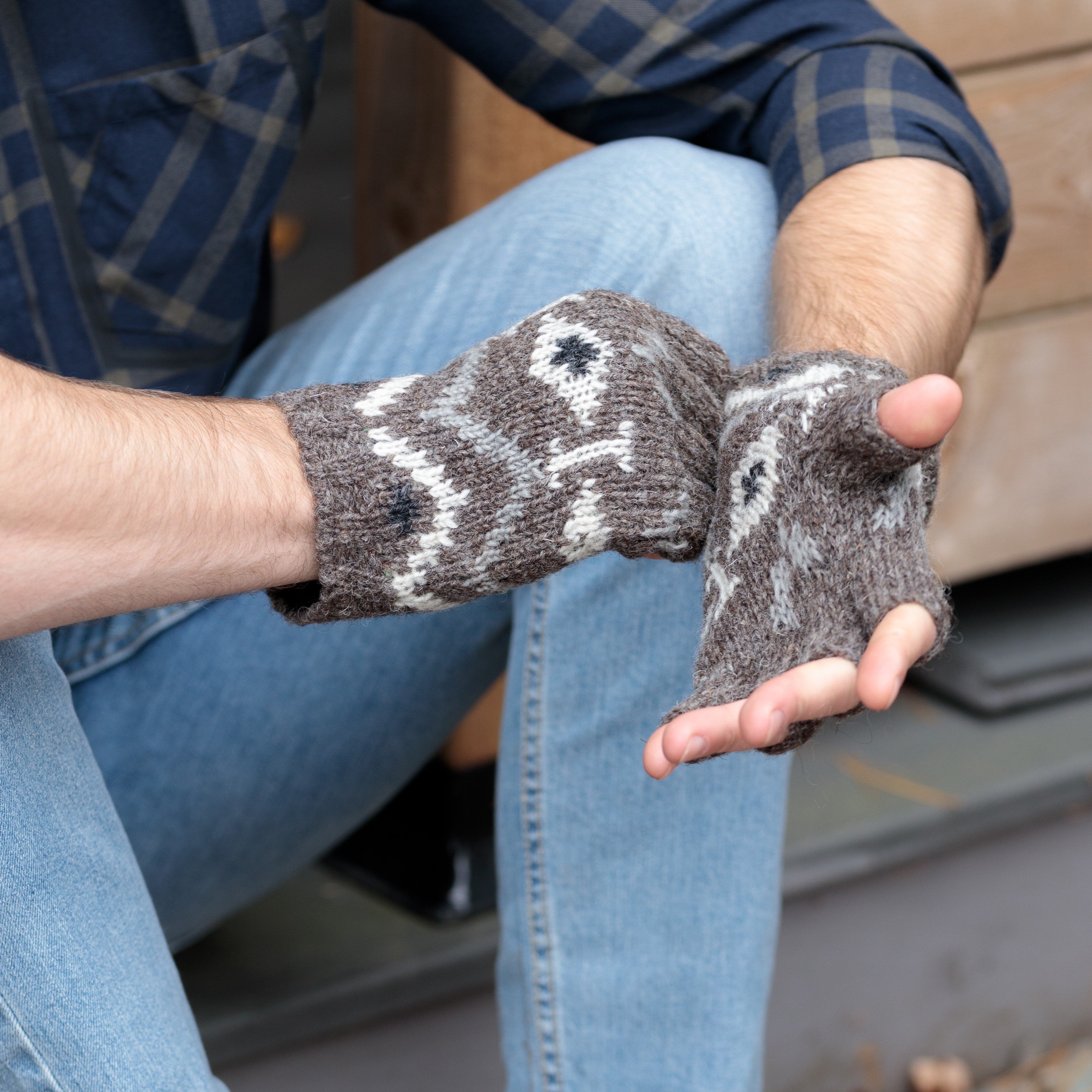 Men's Mittens & Handwarmers - 100% Handmade Wool Fair Trade