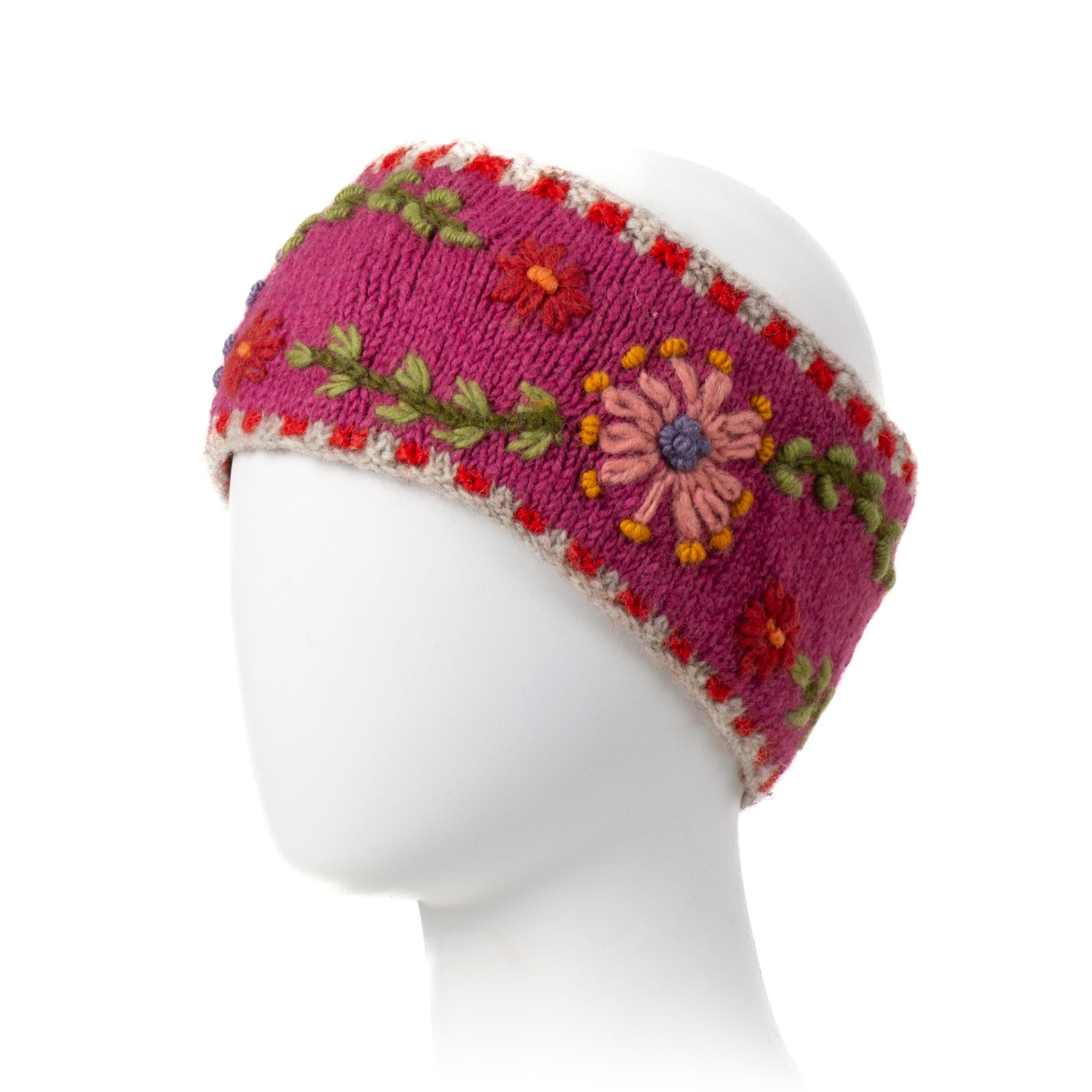 Abigail Headband with Floral Embroidery – Fleece-Lined for warmth