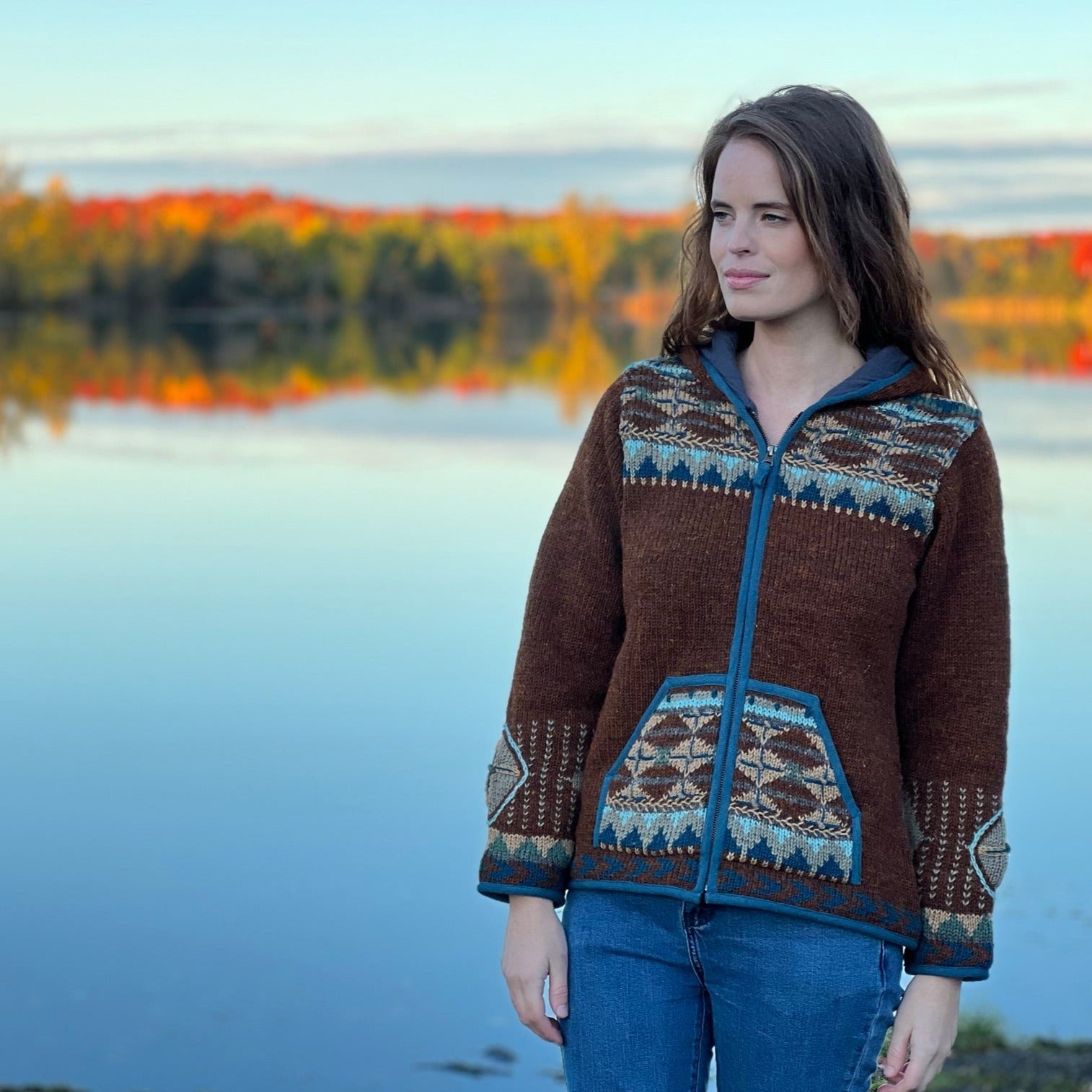 Dakotah Wool Sweater - Western Knit with Hood & Zip – Lost