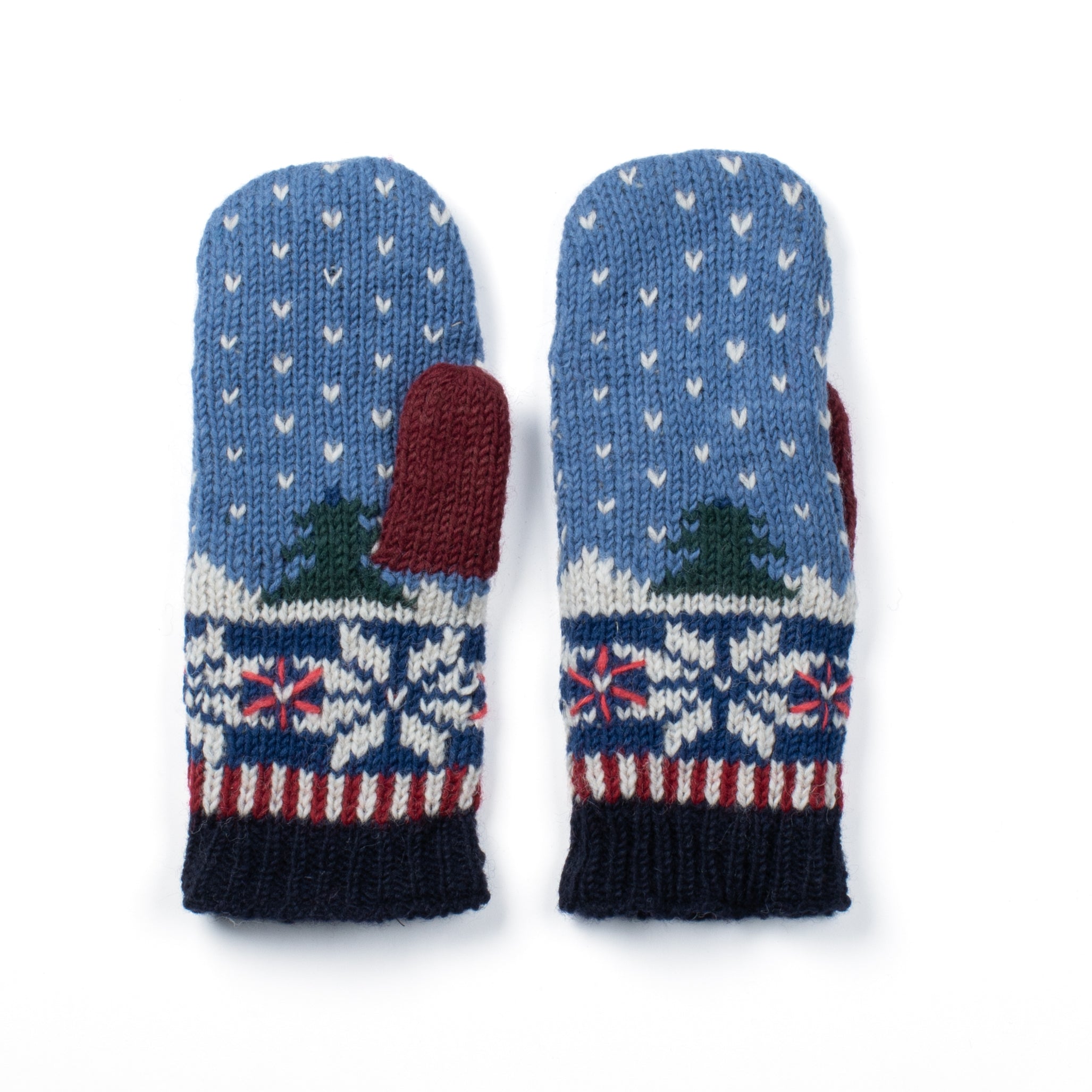 Noel Mittens - 100% Wool, Fair Isle snowflake, Fleece-Lined – Lost