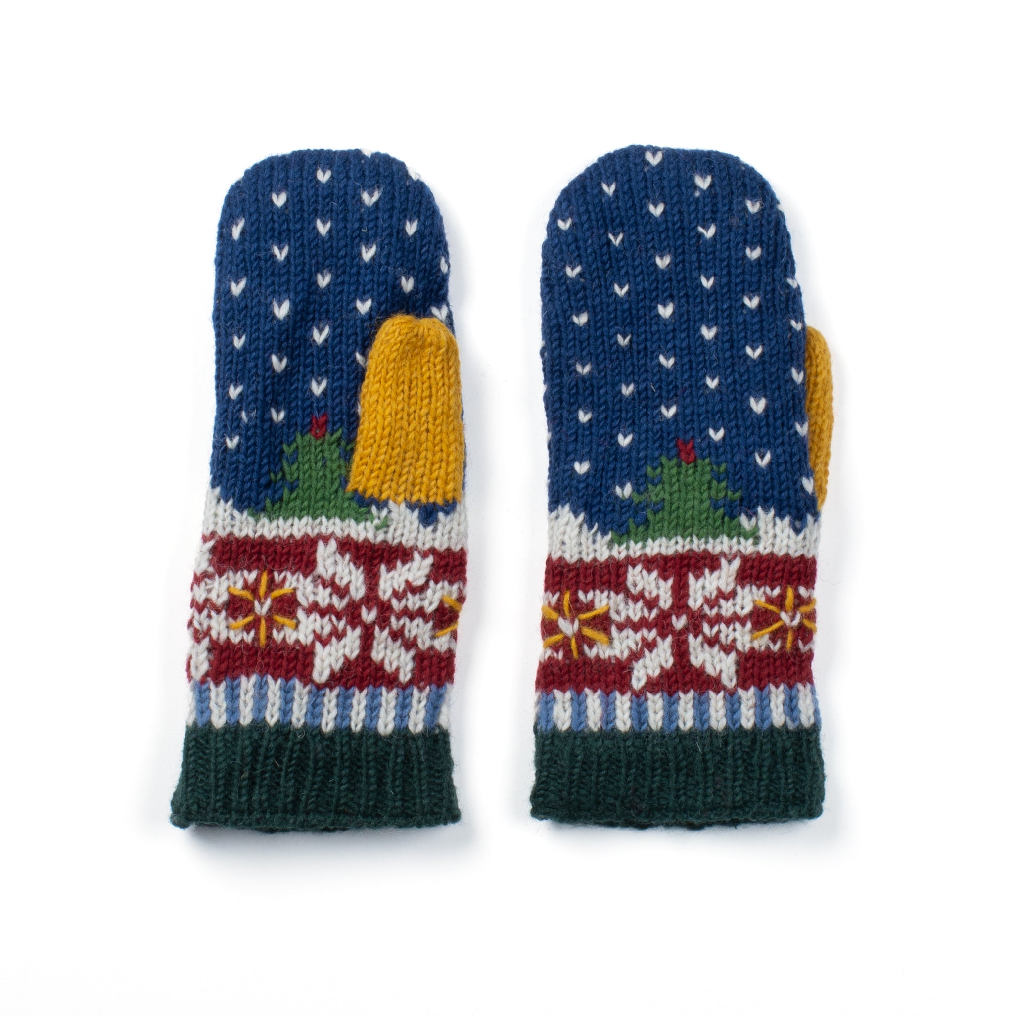 Noel Mittens - 100% Wool, Fair Isle snowflake, Fleece-Lined – Lost