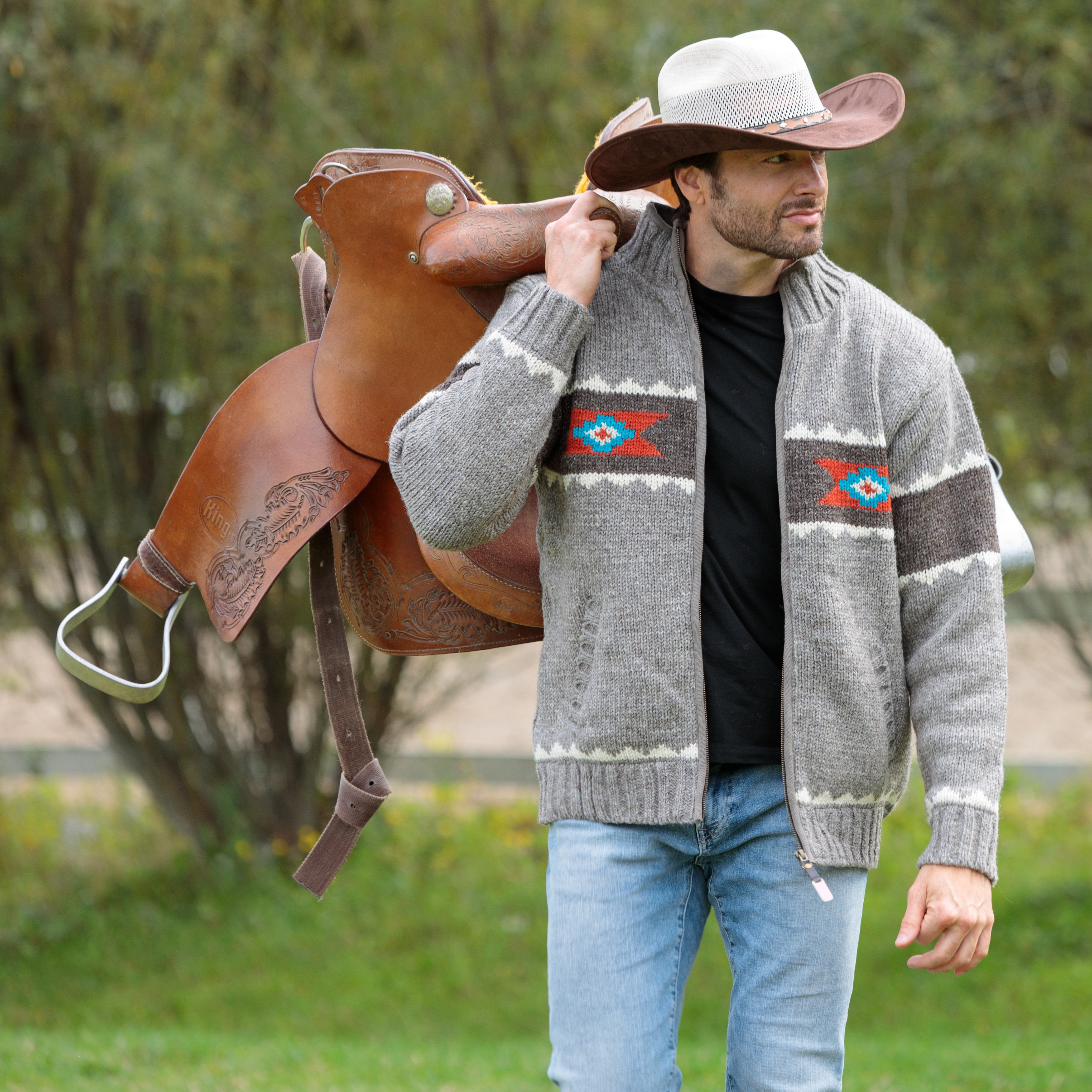 Navajo Wool Sweater – Western Style with Navajo-Inspired