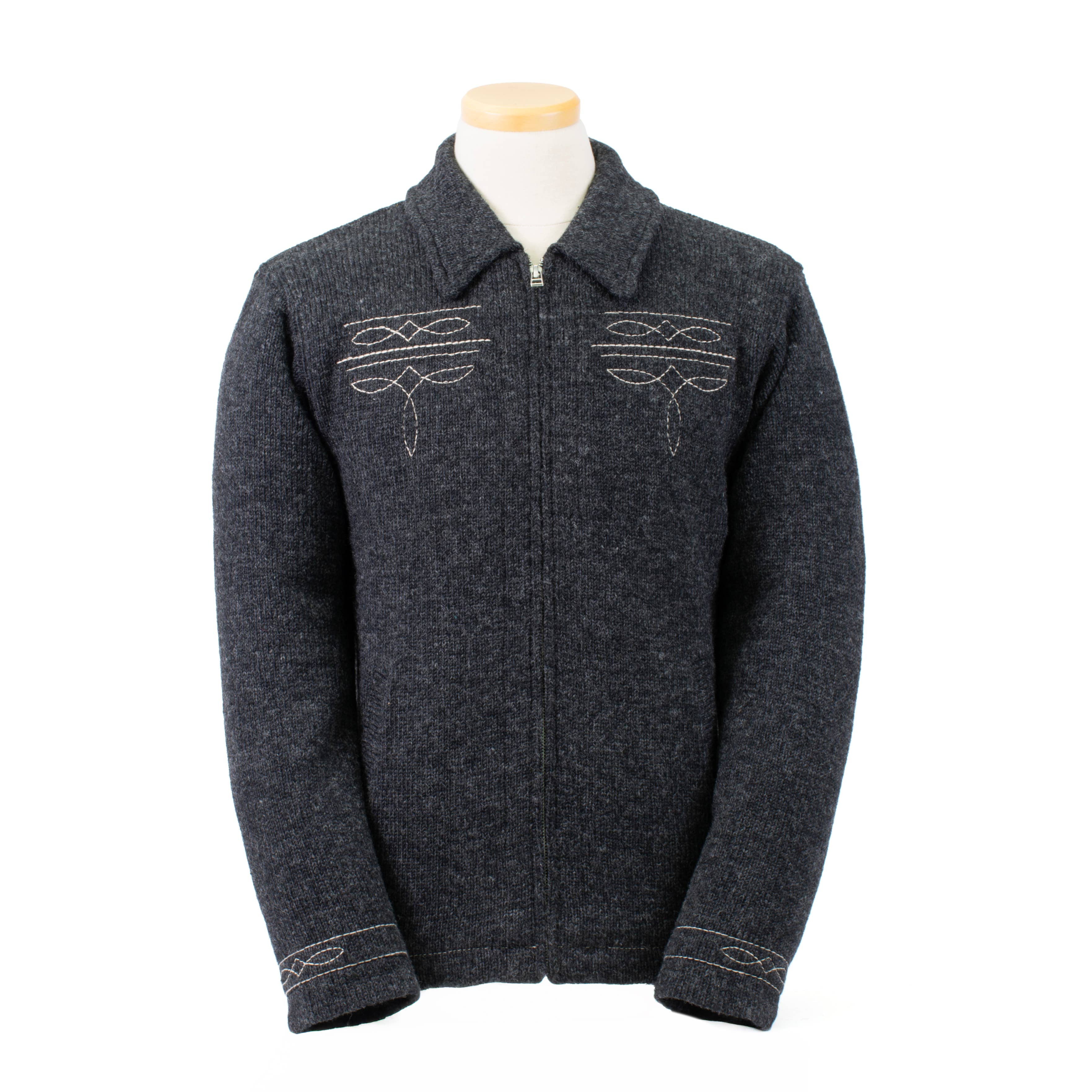 Rider Wool Zip Jacket with Boot Stitch Detail
