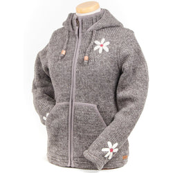 Janis Sweater - knit hoodie w/ embroidered flower – Lost Horizons USA