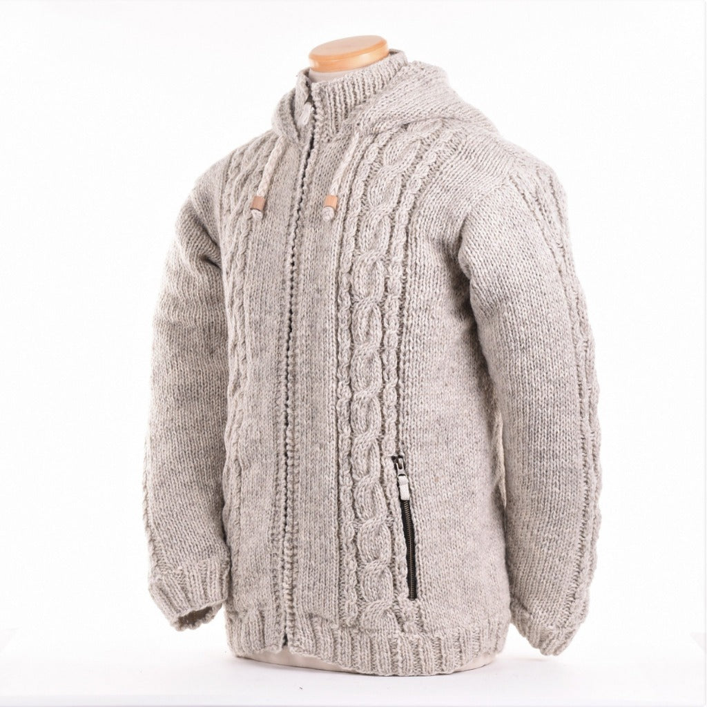 Glasgow Sweater - cable fisherman wool knit hoodie – Lost Horizons USA