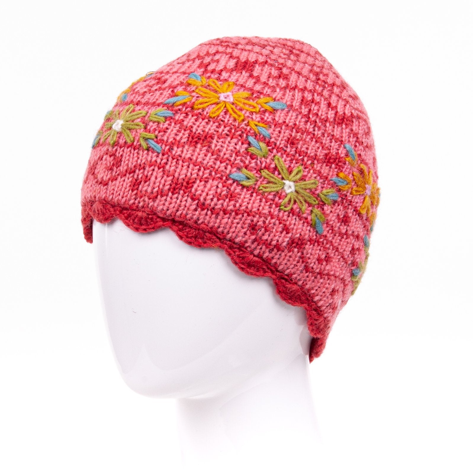 Ballad Floral Knit Beanie - Cozy Hat with Flower Embroidery – Lost