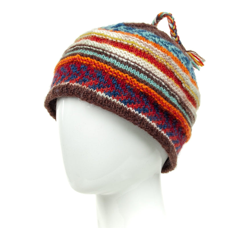 Nina Beanie - wool tassel hat w/ southwest design – Lost Horizons USA