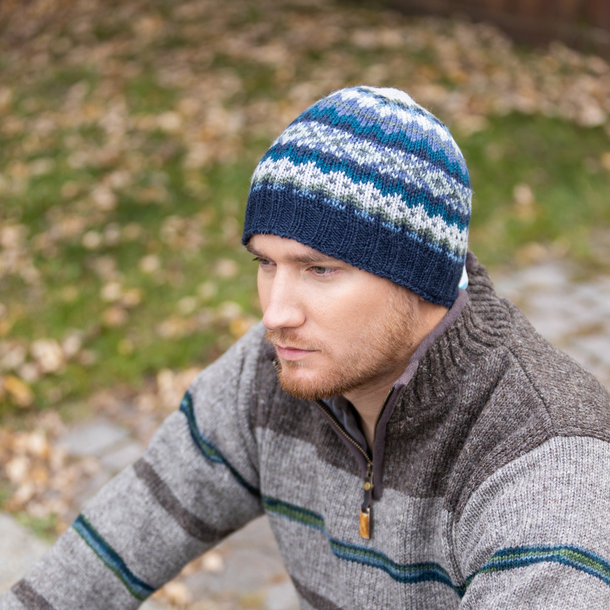 Lincoln Beanie - Fair Isle wool knit hat for men – Lost