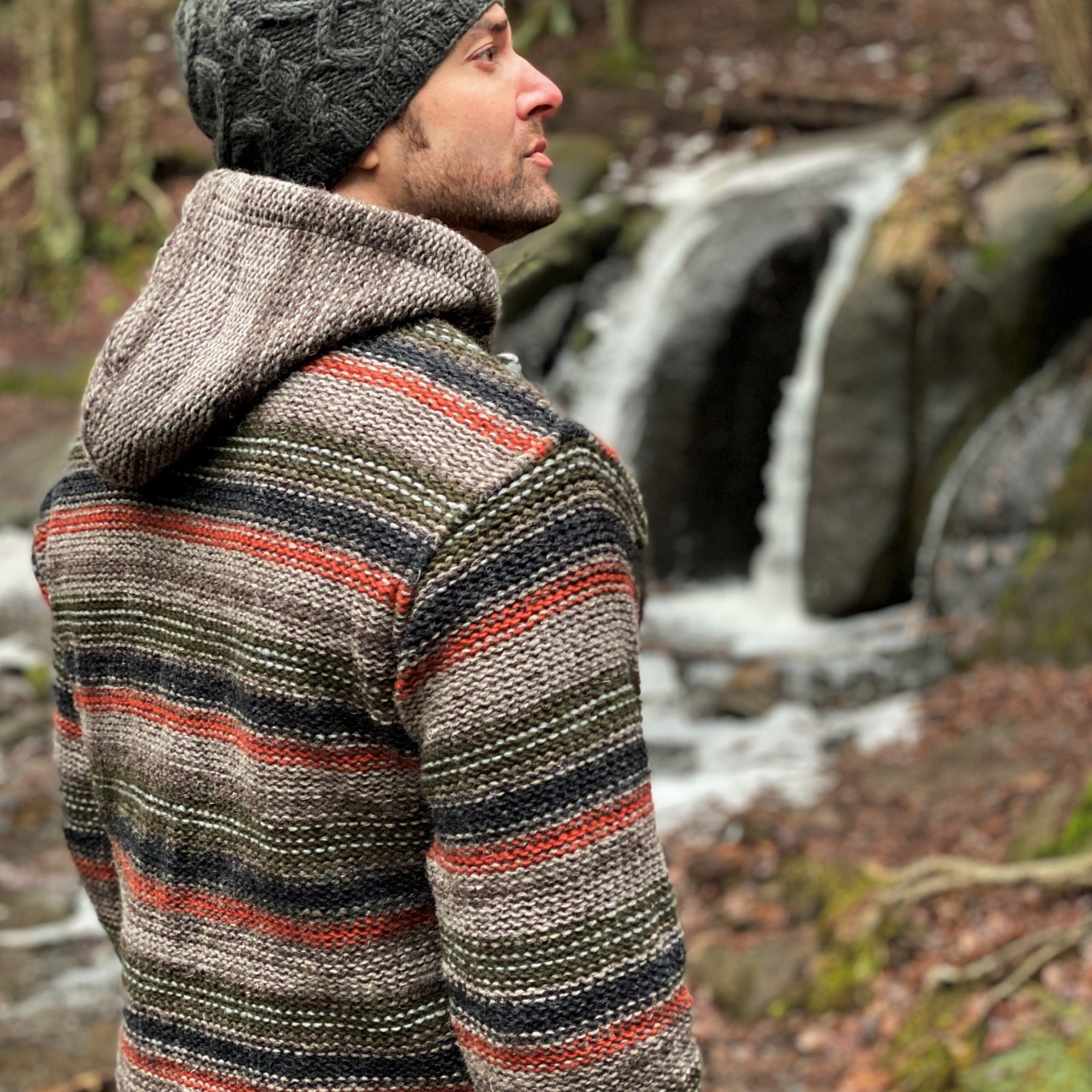 Evan Sweater - warm striped wool knit hoodie – Lost Horizons USA