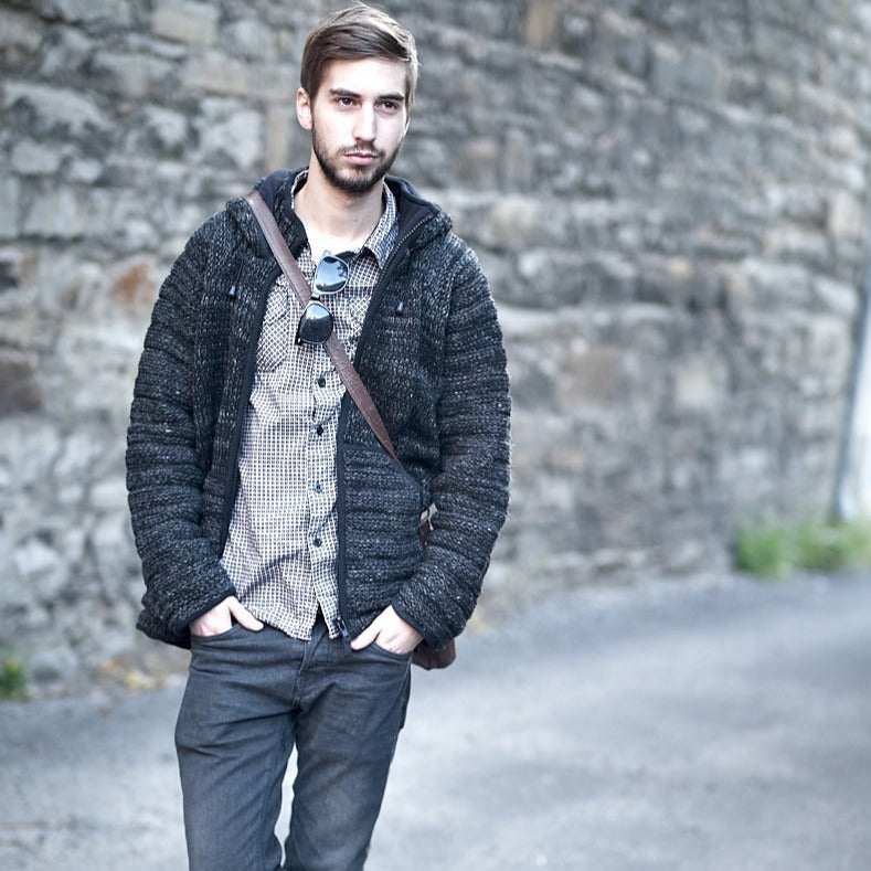 Finley Sweater - knit hoodie w/ textured wool – Lost Horizons USA