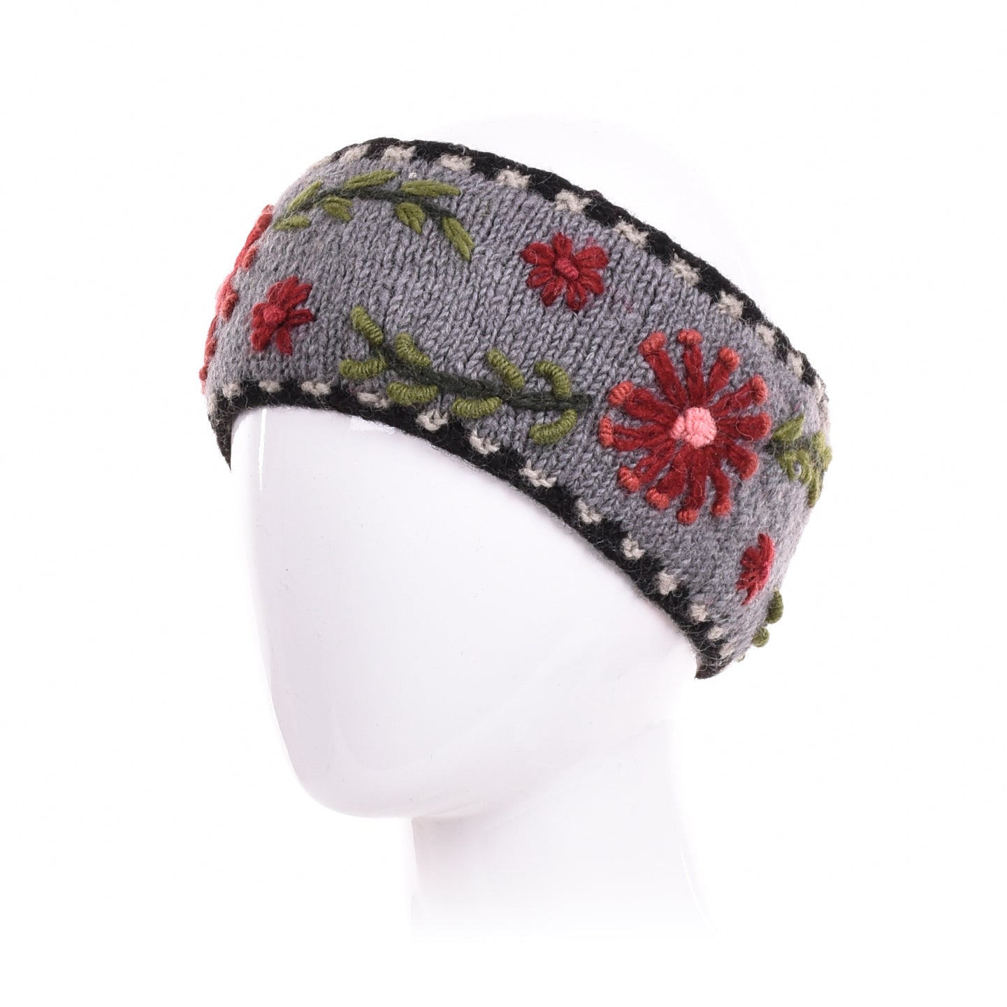 Abigail Headband with Floral Embroidery – Fleece-Lined for warmth