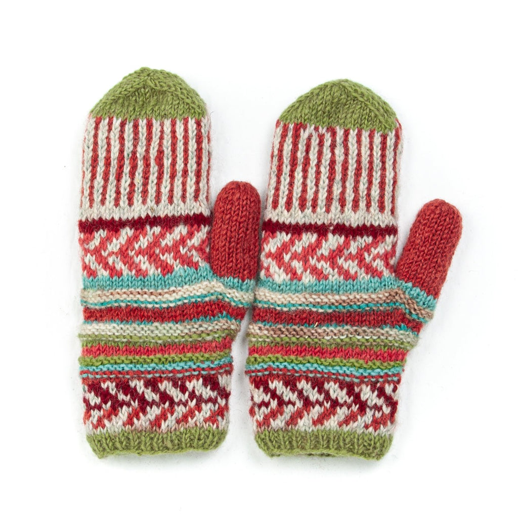 Nina Mittens - wool gloves w/ southwestern pattern – Lost Horizons USA